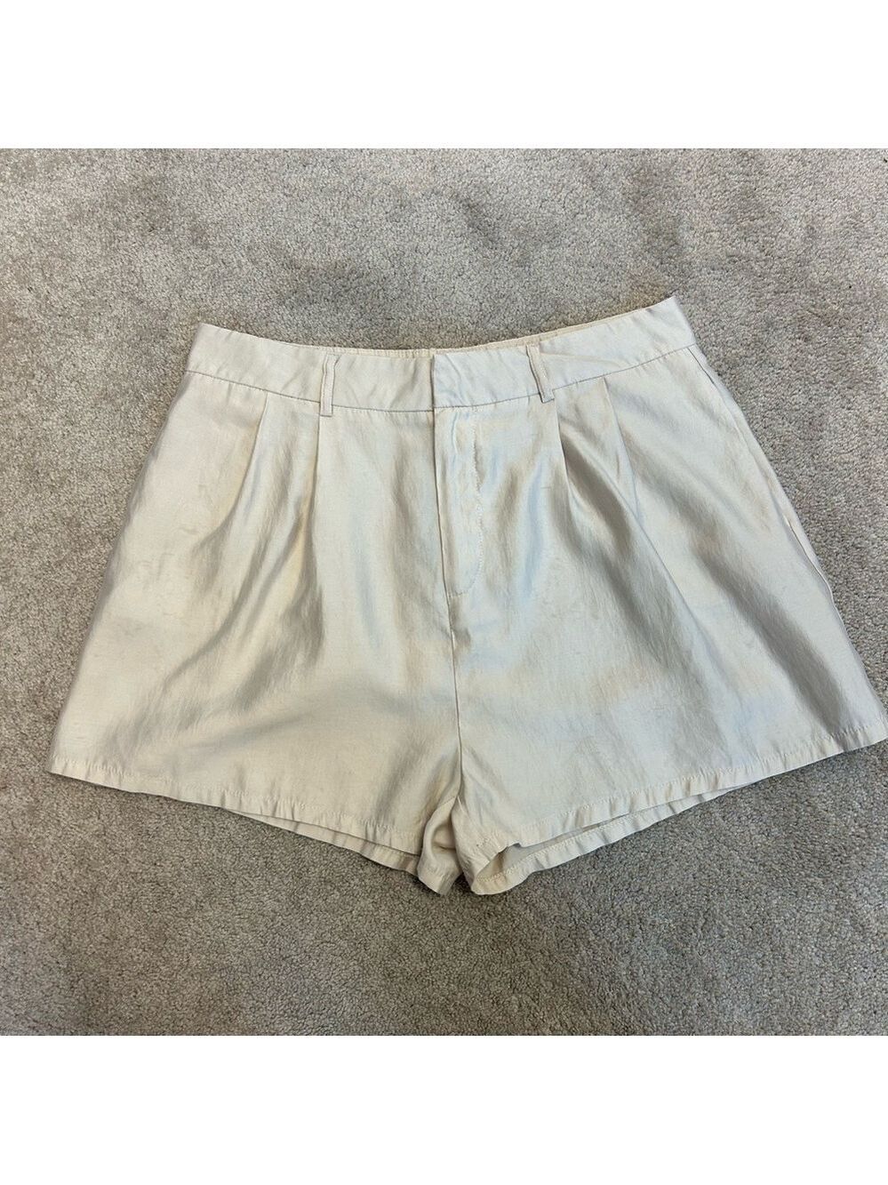 Shinestar cream beige pleated dress shorts Sz XL NWT